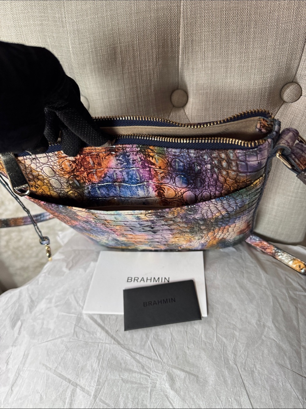 Brahmin Multicolor Embossed Leather Crossbody Bag - Picture 5 of 8
